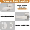 imageProbrico 10 Pack Square Brushed Gold Passage Door Handle Heavy Duty Keyless Door Lever Lock for Hallway Closet Interior Satin Brass Door Knobs LocksetBrushed Nickel