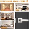 imageProbrico 10 Pack Square Brushed Gold Passage Door Handle Heavy Duty Keyless Door Lever Lock for Hallway Closet Interior Satin Brass Door Knobs LocksetBrushed Nickel