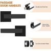 imageProbrico 10 Pack Square Brushed Gold Passage Door Handle Heavy Duty Keyless Door Lever Lock for Hallway Closet Interior Satin Brass Door Knobs LocksetBlack
