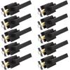imageProbrico 10 Pack Square Brushed Gold Passage Door Handle Heavy Duty Keyless Door Lever Lock for Hallway Closet Interior Satin Brass Door Knobs LocksetOil Rubbed Bronze