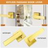 imageProbrico 10 Pack Square Brushed Gold Passage Door Handle Heavy Duty Keyless Door Lever Lock for Hallway Closet Interior Satin Brass Door Knobs LocksetGold