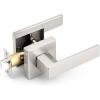 imageProbrico 10 Pack Square Brushed Gold Passage Door Handle Heavy Duty Keyless Door Lever Lock for Hallway Closet Interior Satin Brass Door Knobs LocksetBrushed Nickel