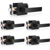 imageProbrico 10 Pack Square Brushed Gold Passage Door Handle Heavy Duty Keyless Door Lever Lock for Hallway Closet Interior Satin Brass Door Knobs LocksetBlack