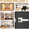 imageProbrico 10 Pack Square Brushed Gold Passage Door Handle Heavy Duty Keyless Door Lever Lock for Hallway Closet Interior Satin Brass Door Knobs LocksetBrushed Nickel