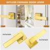 imageProbrico 10 Pack Square Brushed Gold Passage Door Handle Heavy Duty Keyless Door Lever Lock for Hallway Closet Interior Satin Brass Door Knobs LocksetGold