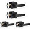 imageProbrico 10 Pack Square Brushed Gold Passage Door Handle Heavy Duty Keyless Door Lever Lock for Hallway Closet Interior Satin Brass Door Knobs LocksetBlack