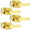 imageProbrico 10 Pack Square Brushed Gold Passage Door Handle Heavy Duty Keyless Door Lever Lock for Hallway Closet Interior Satin Brass Door Knobs LocksetGold