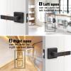 imageProbrico 10 Pack Square Brushed Gold Passage Door Handle Heavy Duty Keyless Door Lever Lock for Hallway Closet Interior Satin Brass Door Knobs LocksetOil Rubbed Bronze