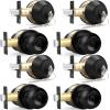 imageProbrico 6 Pack Flat Black Entry Door Knob Lock Set and Double Cylinder Deadbolt Combination Keyed Alike Handleset for Outside Gate and Front DoorBlack