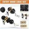 imageProbrico 6 Pack Flat Black Entry Door Knob Lock Set and Double Cylinder Deadbolt Combination Keyed Alike Handleset for Outside Gate and Front DoorBlack