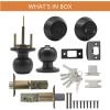 imageProbrico 6 Pack Flat Black Entry Door Knob Lock Set and Double Cylinder Deadbolt Combination Keyed Alike Handleset for Outside Gate and Front DoorBlack
