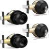 imageProbrico 6 Pack Flat Black Entry Door Knob Lock Set and Double Cylinder Deadbolt Combination Keyed Alike Handleset for Outside Gate and Front DoorBlack