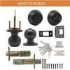 imageProbrico 6 Pack Flat Black Entry Door Knob Lock Set and Double Cylinder Deadbolt Combination Keyed Alike Handleset for Outside Gate and Front DoorBlack