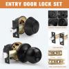 imageProbrico 6 Pack Flat Black Entry Door Knob Lock Set and Double Cylinder Deadbolt Combination Keyed Alike Handleset for Outside Gate and Front DoorBlack