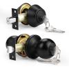 imageProbrico 6 Pack Flat Black Entry Door Knob Lock Set and Double Cylinder Deadbolt Combination Keyed Alike Handleset for Outside Gate and Front DoorBlack