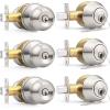 imageProbrico 6 Pack Flat Black Entry Door Knob Lock Set and Double Cylinder Deadbolt Combination Keyed Alike Handleset for Outside Gate and Front DoorBrushed Nickel