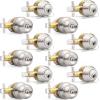 imageProbrico 6 Pack Flat Black Entry Door Knob Lock Set and Double Cylinder Deadbolt Combination Keyed Alike Handleset for Outside Gate and Front DoorBrushed Nickel
