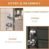 imageProbrico 6 Pack Flat Black Entry Door Knob Lock Set and Double Cylinder Deadbolt Combination Keyed Alike Handleset for Outside Gate and Front DoorBrushed Nickel