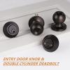 imageProbrico 6 Pack Flat Black Entry Door Knob Lock Set and Double Cylinder Deadbolt Combination Keyed Alike Handleset for Outside Gate and Front DoorOil Rubbed Bronze