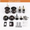 imageProbrico 6 Pack Flat Black Entry Door Knob Lock Set and Double Cylinder Deadbolt Combination Keyed Alike Handleset for Outside Gate and Front DoorOil Rubbed Bronze