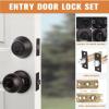 imageProbrico 6 Pack Flat Black Entry Door Knob Lock Set and Double Cylinder Deadbolt Combination Keyed Alike Handleset for Outside Gate and Front DoorOil Rubbed Bronze