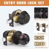 imageProbrico 6 Pack Flat Black Entry Door Knob Lock Set and Double Cylinder Deadbolt Combination Keyed Alike Handleset for Outside Gate and Front DoorOil Rubbed Bronze