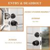 imageProbrico 6 Pack Flat Black Entry Door Knob Lock Set and Double Cylinder Deadbolt Combination Keyed Alike Handleset for Outside Gate and Front DoorOil Rubbed Bronze