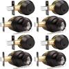 imageProbrico 6 Pack Flat Black Entry Door Knob Lock Set and Double Cylinder Deadbolt Combination Keyed Alike Handleset for Outside Gate and Front DoorOil Rubbed Bronze