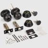 imageProbrico 6 Pack Flat Black Entry Door Knob Lock Set and Double Cylinder Deadbolt Combination Keyed Alike Handleset for Outside Gate and Front DoorOil Rubbed Bronze
