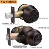 imageProbrico 6 Pack Flat Black Entry Door Knob Lock Set and Double Cylinder Deadbolt Combination Keyed Alike Handleset for Outside Gate and Front DoorOil Rubbed Bronze