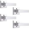 imageProbrico Brushed Gold Dummy Door Handle Interior Door Levers Square Single NonTurning Satin Brass Door Handles Hardware for French Door 10 PackPolished Chrome