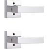 imageProbrico Brushed Gold Dummy Door Handle Interior Door Levers Square Single NonTurning Satin Brass Door Handles Hardware for French Door 10 PackPolished Chrome