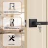 imageProbrico Brushed Gold Keyed Alike Entry Door Handle Knob Square Heavy Duty Satin Brass Door Lever Lockset Reversible for Exterior and Interior Doors 2 PackBlack
