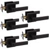 imageProbrico Brushed Gold Keyed Alike Entry Door Handle Knob Square Heavy Duty Satin Brass Door Lever Lockset Reversible for Exterior and Interior Doors 2 PackOil Rubbed Bronze