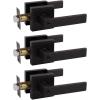 imageProbrico Brushed Gold Keyed Alike Entry Door Handle Knob Square Heavy Duty Satin Brass Door Lever Lockset Reversible for Exterior and Interior Doors 2 PackOil Rubbed Bronze