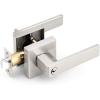 imageProbrico Brushed Gold Keyed Alike Entry Door Handle Knob Square Heavy Duty Satin Brass Door Lever Lockset Reversible for Exterior and Interior Doors 2 PackBrushed Nickel