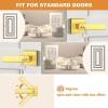 imageProbrico Brushed Gold Keyed Entry Door Handle Square Heavy Duty Satin Brass Entrance Door Lock Levers Reversible Lockset for Exterior and Interior Doors Different Keys 3 PackGold
