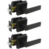 imageProbrico Brushed Gold Keyed Entry Door Handle Square Heavy Duty Satin Brass Entrance Door Lock Levers Reversible Lockset for Exterior and Interior Doors Different Keys 3 PackBlack