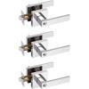 imageProbrico Brushed Gold Keyed Entry Door Handle Square Heavy Duty Satin Brass Entrance Door Lock Levers Reversible Lockset for Exterior and Interior Doors Different Keys 3 PackPolished Chrome