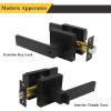 imageProbrico Brushed Gold Keyed Entry Door Handle Square Heavy Duty Satin Brass Entrance Door Lock Levers Reversible Lockset for Exterior and Interior Doors Different Keys 3 PackBlack