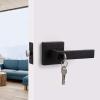 imageProbrico Brushed Gold Keyed Entry Door Handle Square Heavy Duty Satin Brass Entrance Door Lock Levers Reversible Lockset for Exterior and Interior Doors Different Keys 3 PackOil Rubbed Bronze