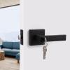 imageProbrico Brushed Gold Keyed Entry Door Handle Square Heavy Duty Satin Brass Entrance Door Lock Levers Reversible Lockset for Exterior and Interior Doors Different Keys 3 PackOil Rubbed Bronze