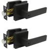 imageProbrico Brushed Gold Keyed Entry Door Handle Square Heavy Duty Satin Brass Entrance Door Lock Levers Reversible Lockset for Exterior and Interior Doors Different Keys 3 PackBlack