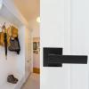imageProbrico Brushed Gold Keyed Entry Door Handle Square Heavy Duty Satin Brass Entrance Door Lock Levers Reversible Lockset for Exterior and Interior Doors Different Keys 3 PackBlack