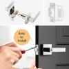 imageProbrico Brushed Gold Keyed Entry Door Handle Square Heavy Duty Satin Brass Entrance Door Lock Levers Reversible Lockset for Exterior and Interior Doors Different Keys 3 PackPolished Chrome