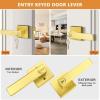 imageProbrico Brushed Gold Keyed Entry Door Handle Square Heavy Duty Satin Brass Entrance Door Lock Levers Reversible Lockset for Exterior and Interior Doors Different Keys 3 PackGold