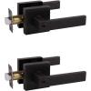 imageProbrico Brushed Gold Keyed Entry Door Handle Square Heavy Duty Satin Brass Entrance Door Lock Levers Reversible Lockset for Exterior and Interior Doors Different Keys 3 PackOil Rubbed Bronze