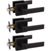 imageProbrico Brushed Gold Keyed Entry Door Handle Square Heavy Duty Satin Brass Entrance Door Lock Levers Reversible Lockset for Exterior and Interior Doors Different Keys 3 PackOil Rubbed Bronze
