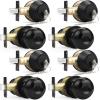 imageProbrico Entry Door Knob Lock Set and Double Cylinder Deadbolt Combination Set OilRubbed Bronze 3 Pack Keyed AlikeBlack