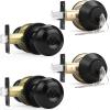 imageProbrico Entry Door Knob Lock Set and Double Cylinder Deadbolt Combination Set OilRubbed Bronze 3 Pack Keyed AlikeBlack
